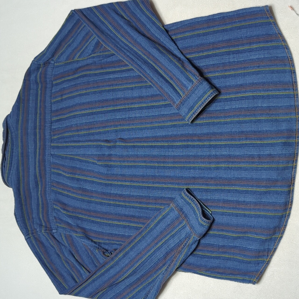 Carbon 2 Cobalt Striped Cotton Flannel Long Sleeve Button-up Mens Shirt Size XL - Picture 4 of 4
